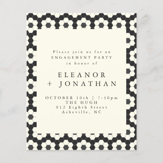 予算レトロ白黒ジオメトリ婚約パーティ (正面)