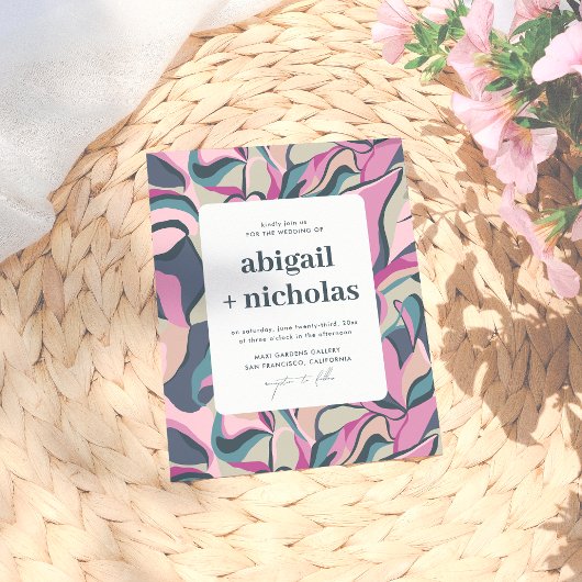 予算レトロGroovyカラフル抽象芸術結婚の