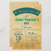 予算レトロSt patricks dayパーティの招待状 (正面/裏面)