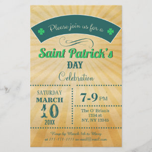 予算レトロSt patricks dayパーティの招待状