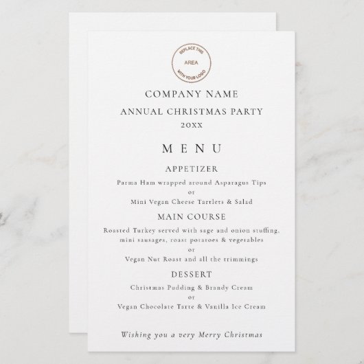 予算ロゴ会社のクリスマス・パーティー・メニュー (正面/裏面)