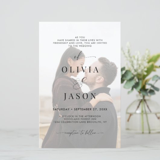 予算ロマンチックなスクリプト白黒結婚写真 (スタンド正面)