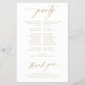 予算ロマンチックな金ゴールドタイポグラフィ結婚式プログラム チラシ (裏面)