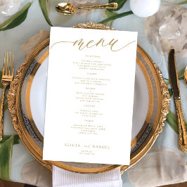 予算ロマンチックな金ゴールド結婚タイポグラフィのメニュー