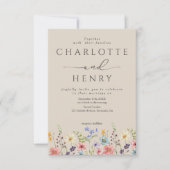 予算ワイルドフラワーシンプルズQRコード庭園の結婚式 招待状 (正面)