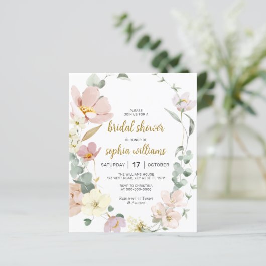 予算ワイルドフラワーズブライダルシャワー招待 (スタンド正面)