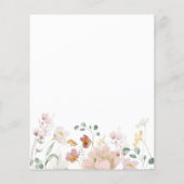 予算ワイルドフラワーズ穏やかなブライダルシャワー招待 (裏面)
