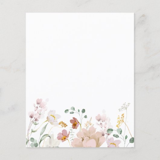 予算ワイルドフラワーズ穏やかなブライダルシャワー招待 (裏面)
