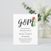 予算ワイルドフラワータイポグラフィ写真ウェディングINVITE (スタンド正面)