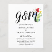 予算ワイルドフラワータイポグラフィ写真ウェディングINVITE (正面)