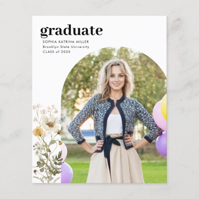 予算ワイルドフラワー写真卒業発表 (正面)