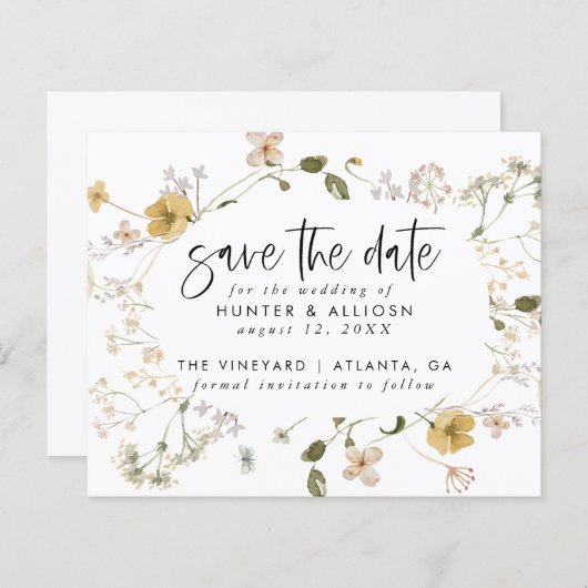 予算ワイルドフラワー日付の保存 (正面/裏面)