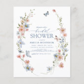 予算ワイルドフラワーQRコードブライダルシャワー招待 (正面)