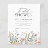 予算ワイルドフラワーQRコードブライダルシャワー招待 (正面)