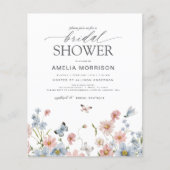 予算ワイルドフラワーQRコードブライダルシャワー招待 (正面)