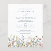 予算ワイルドフラワーQRコード結婚式招待状 (正面)