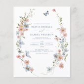 予算ワイルドフラワーQRコード結婚式招待状 (正面)