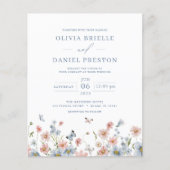 予算ワイルドフラワーQRコード結婚式招待状 (正面)