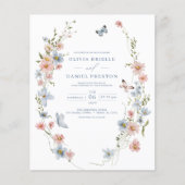 予算ワイルドフラワーQRコード結婚式招待状 チラシ (正面)