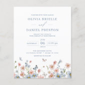 予算ワイルドフラワーQRコード結婚式招待状 チラシ (正面)