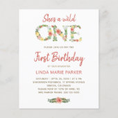 予算ワイルドワンガール1st誕生日パーティの招待状 チラシ (正面)