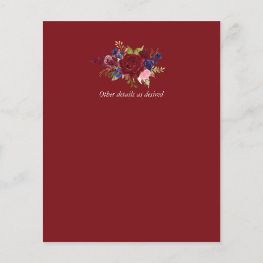 予算ワインテイスティング結婚またはブライダルシャワー請求書。 (裏面)