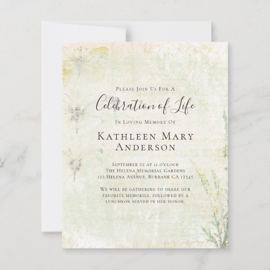 予算ヴィンテージお祝いライフ招待状 (正面)