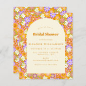 予算ヴィンテージオレンジフローラブライダルシャワー招待状 (正面/裏面)