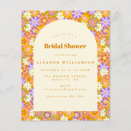 予算ヴィンテージオレンジフローラブライダルシャワー招待状