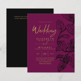 予算ヴィンテージガーデンリーフクラシックの結婚式の招待