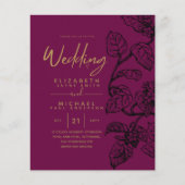 予算ヴィンテージガーデンリーフクラシックの結婚式の招待 (正面)