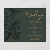 予算ヴィンテージガーデンリーフクラシックの結婚式の招待 (正面)