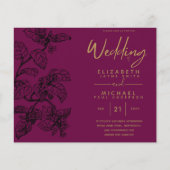 予算ヴィンテージガーデンリーフクラシックの結婚式の招待 (正面)