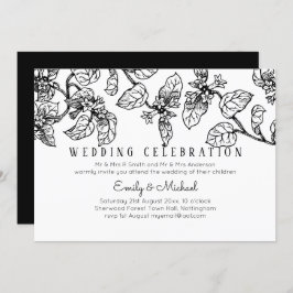 予算ヴィンテージガーデンリーフクラシック結婚の招待 招待状