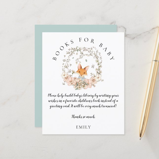 予算ヴィンテージキツネ観葉図書男の赤ちゃんシャワー (正面/裏面インサイチュ)