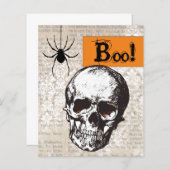 予算ヴィンテージスカルハロウィンカード (正面/裏面)