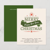 予算ヴィンテージタイポグラフィクリスマス招待状レター (正面/裏面)