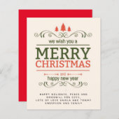 予算ヴィンテージタイポグラフィクリスマス招待状レター (正面/裏面)