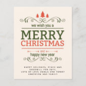 予算ヴィンテージタイポグラフィクリスマス招待状レター (正面)