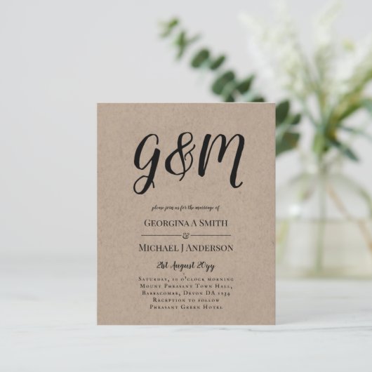 予算ヴィンテージタイポグラフィ写真ウェディングINVITE (スタンド正面)