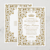 予算ヴィンテージネイビーブルー金ゴールドティアラキンセアニェラ ノートカード (正面/裏面)