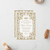 予算ヴィンテージネイビーブルー金ゴールドティアラキンセアニェラ ノートカード (正面/裏面インサイチュ)