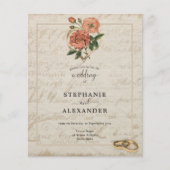 予算ヴィンテージハートバラフローラQRウェディング招待 (正面)