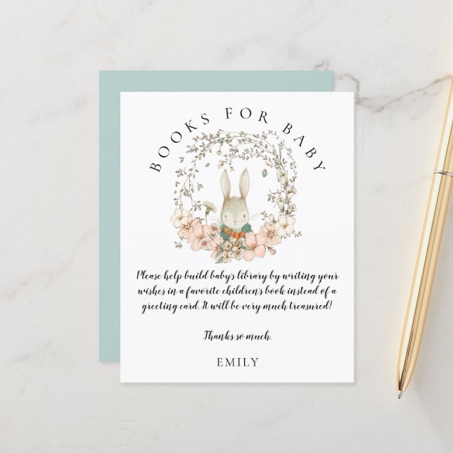 予算ヴィンテージバニーフローラブックス男の赤ちゃんシャワー (正面/裏面インサイチュ)