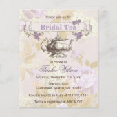 予算ヴィンテージパープルブライダルティーパーティの招待状 (正面)