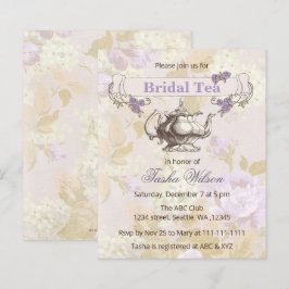 予算ヴィンテージパープルブライダルティーパーティの招待状