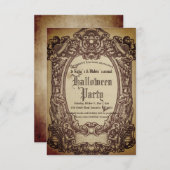 予算ヴィンテージビクトリアンゴシックWickyハロウィーン 招待状 (正面/裏面)