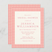 予算ヴィンテージピンクプレイドブライダルシャワー招待状 (正面/裏面)