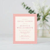 予算ヴィンテージピンクプレイドブライダルシャワー招待状 (スタンド正面)