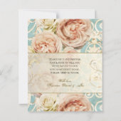 予算ヴィンテージピンクローズブルーダマスク移動カード (裏面)